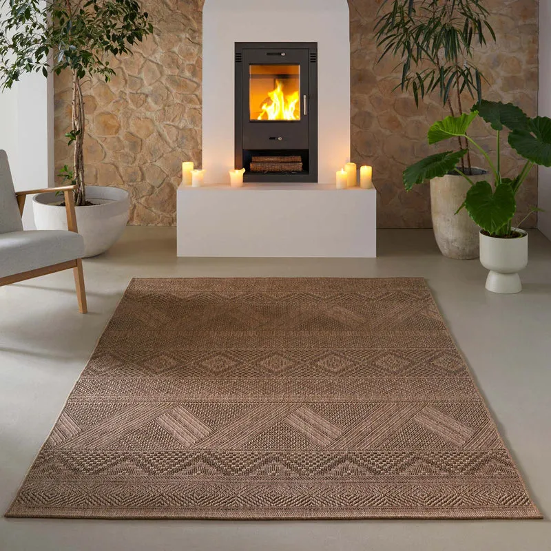 TaraCarpet Borneo Nativ Outdoor Teppich – Wetterfester Indoor & Outdoor Teppich im Sisal- Jute-Look für Balkon, Terrasse, Garten, Wohnzimmer & Esszimmer, pflegeleicht