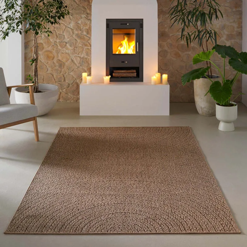 TaraCarpet Borneo Welle Outdoor Teppich – Wetterfester Indoor & Outdoor Teppich im Sisal- Jute-Look für Balkon, Terrasse, Garten, Wohnzimmer & Esszimmer, pflegeleicht