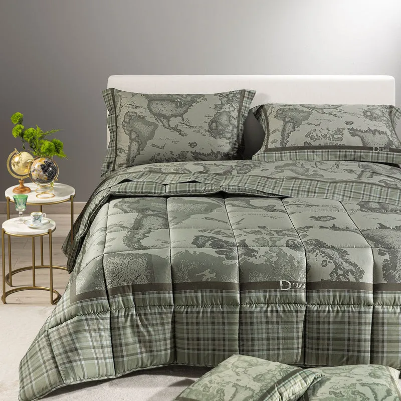Trapunta Geo Tartan Green in Raso di cotone 300 gr/mq