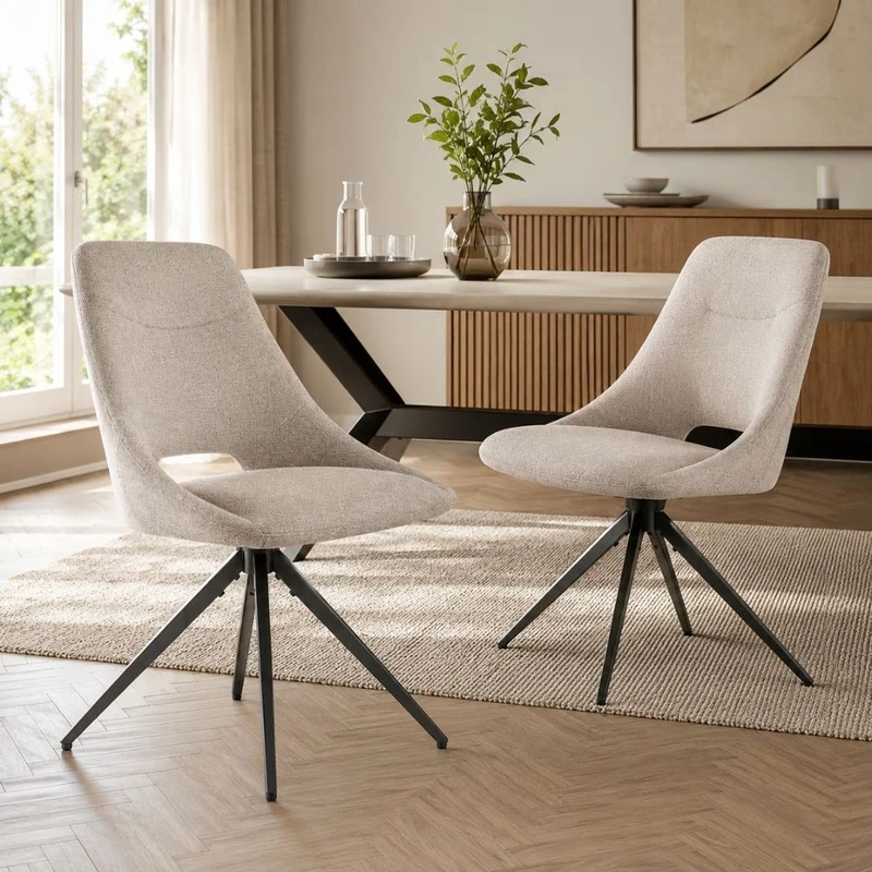 Scandi Drehstuhl NORDA Sand – Esszimmerstuhl 2er Set