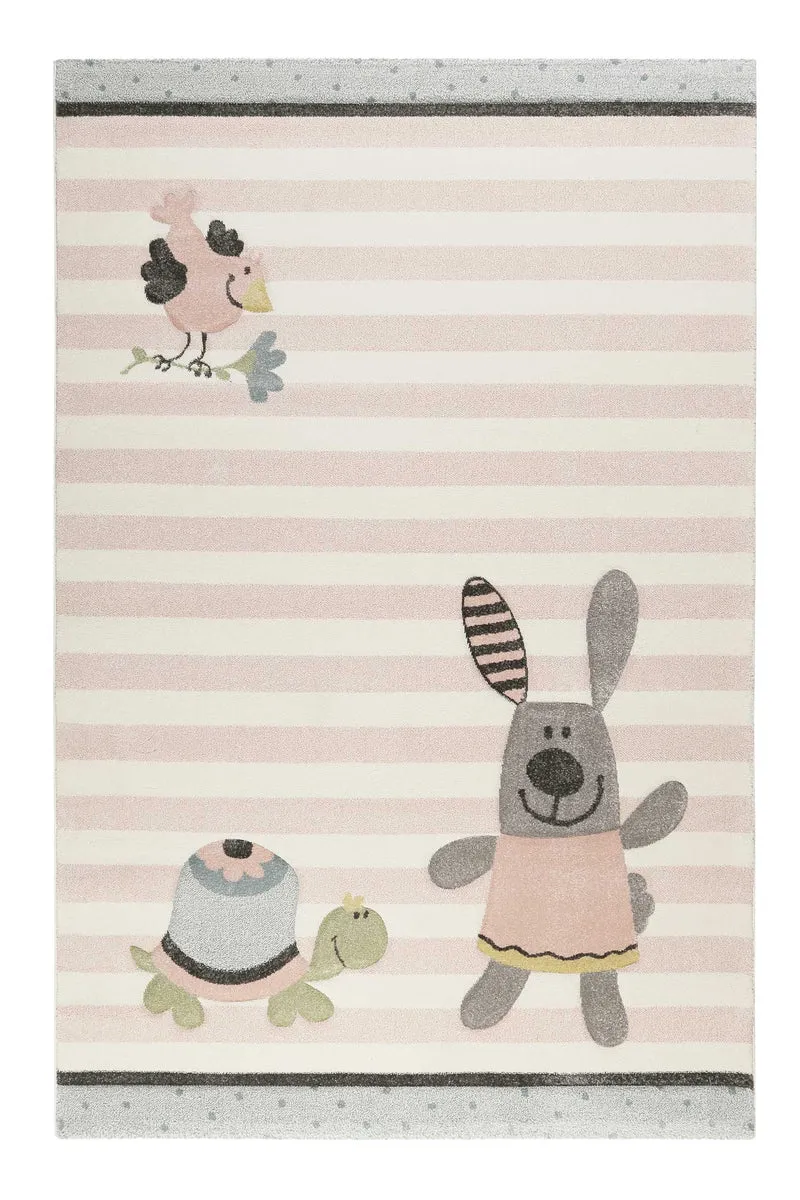 Kinderteppich rosa grau beige "Happy Friends" Sigikid
