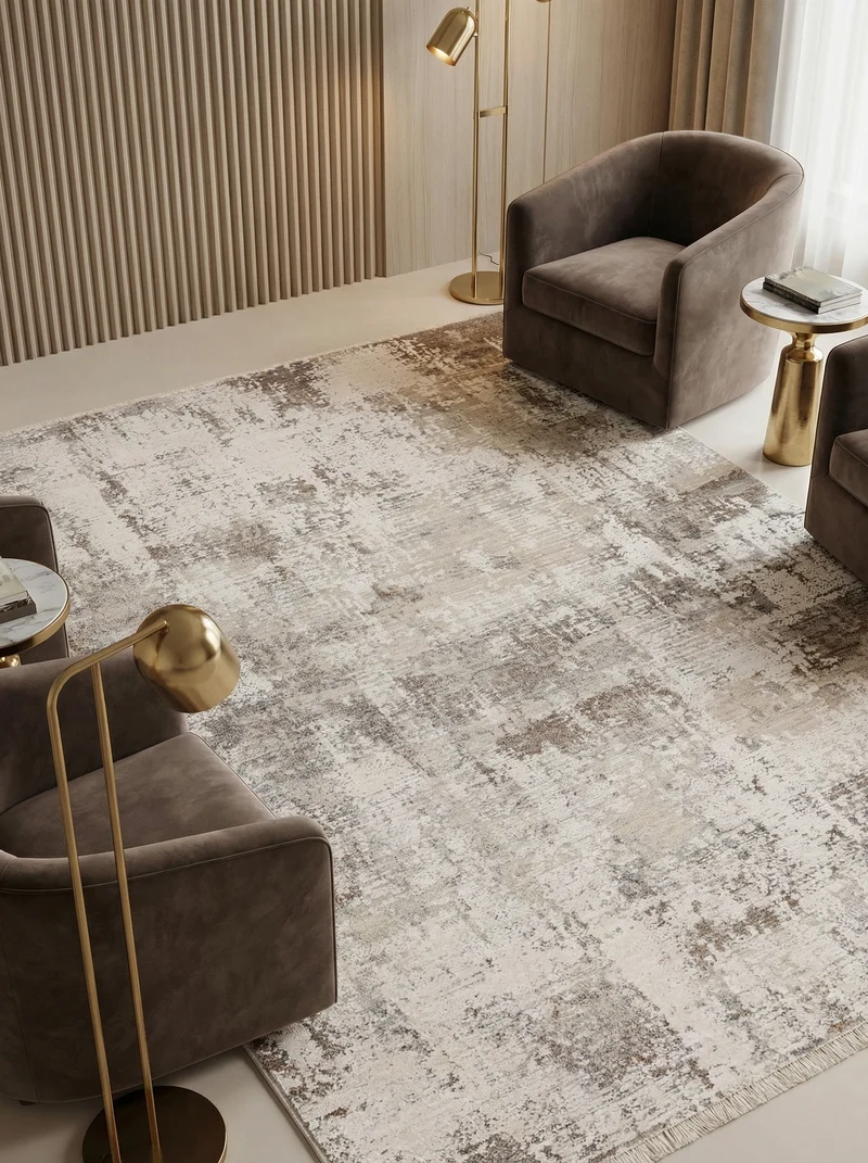 Teppich Velours abstrakt flauschig pflegeleicht Naturtöne