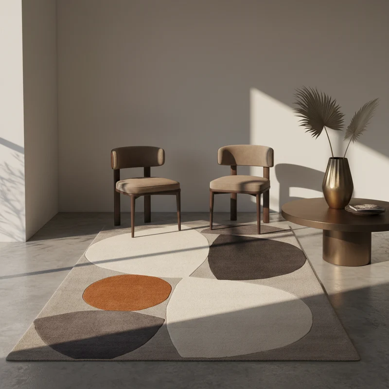 Teppich Wolle handgetuftet abstrakt Mid-Century multicolor