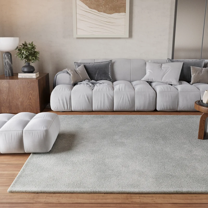 Teppich Hellgrau Hochflor "Pisa" Homie Living