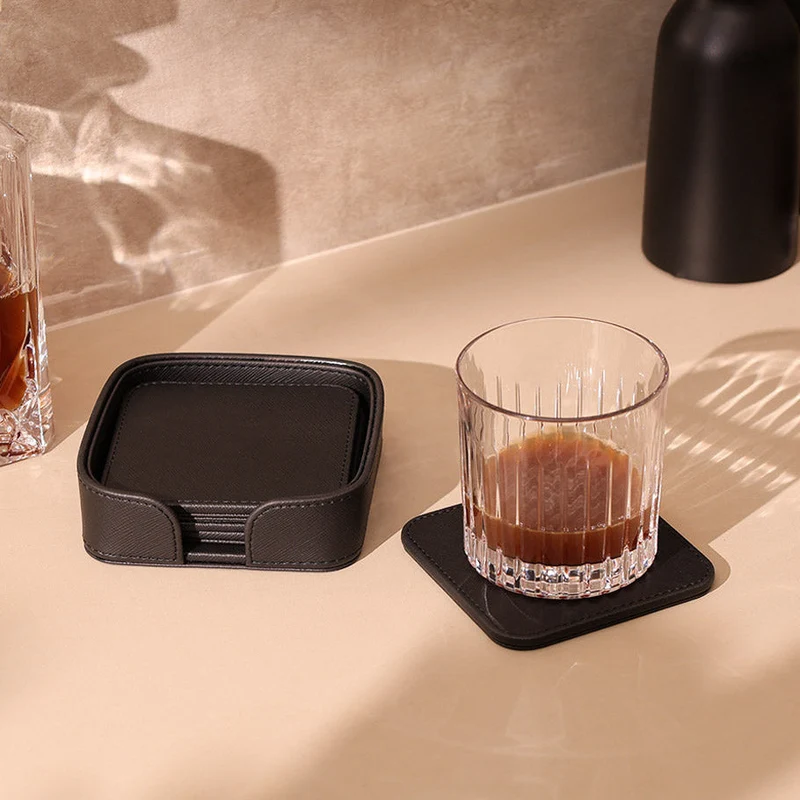 Saloon Sqround Coasters, Set of 4 - Black