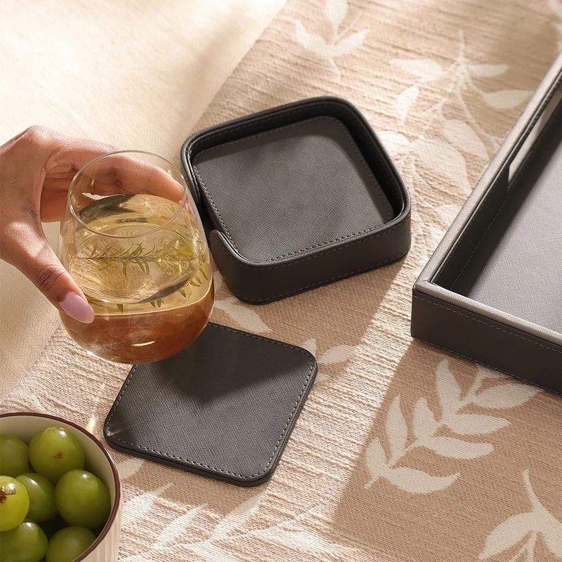 Saloon Sqround Coasters, Set of 4 - Dark Grey