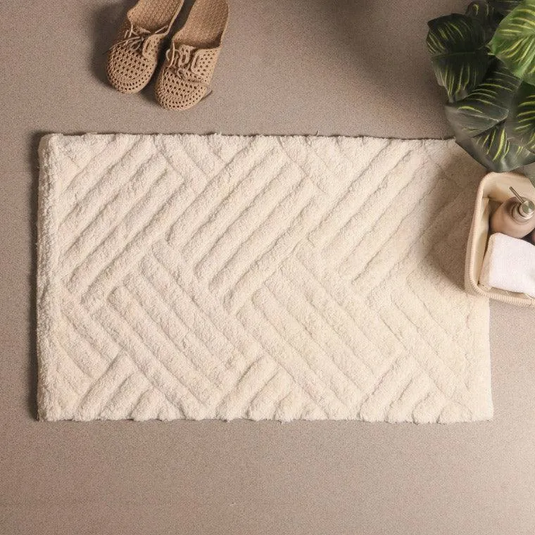 Willow Herringbone Tufted Bathmat - Ivory