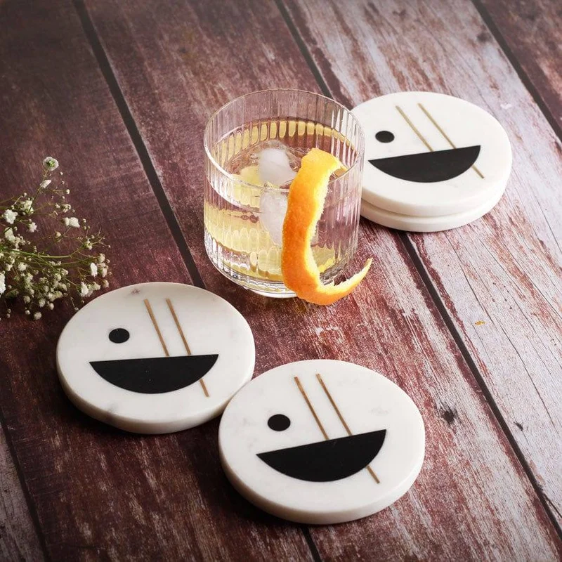 Marble Coasters, Set of 4 - Midnight Moon