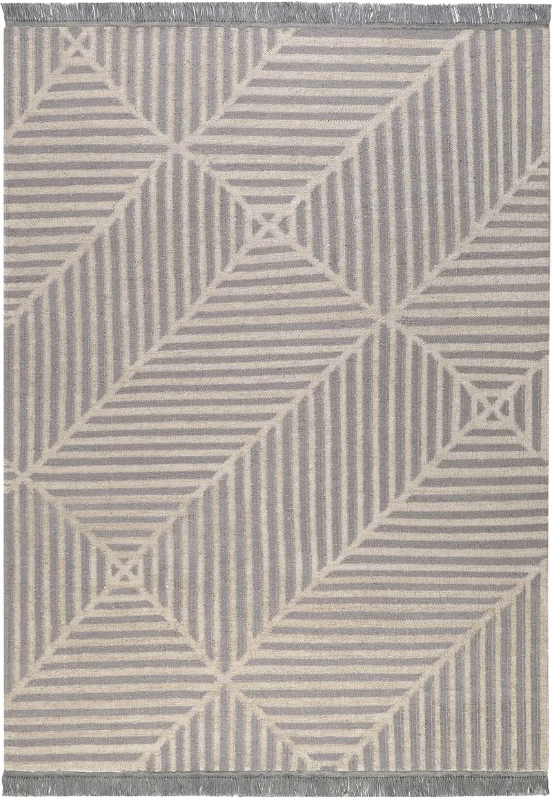 Kelim Teppich Grau Blau aus Naturfasern "Irregular Fields" WECONhome