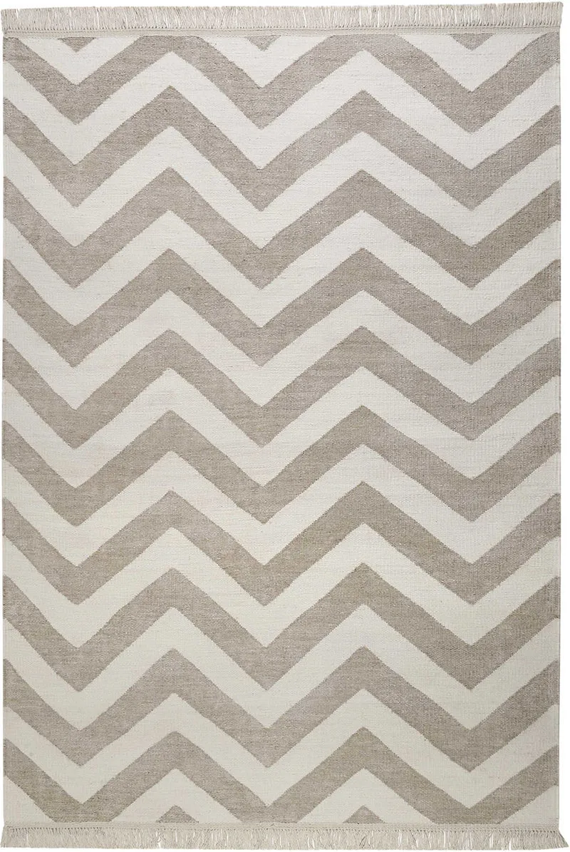 Kelim Teppich Beige aus Naturfasern "Zig-Zag" WECONhome