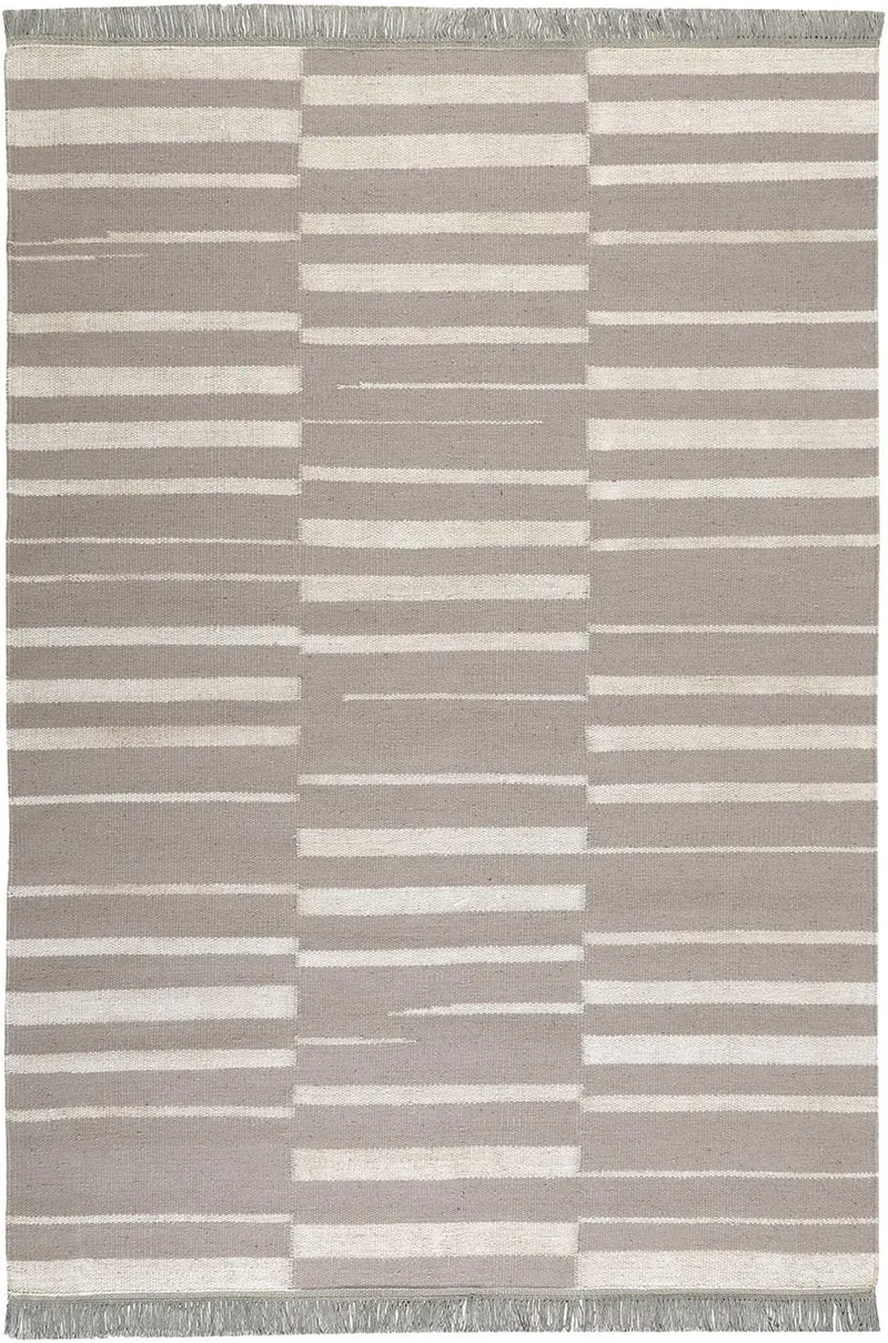Kelim Teppich Taupe Beige aus Naturfasern "Skid Marks" WECONhome