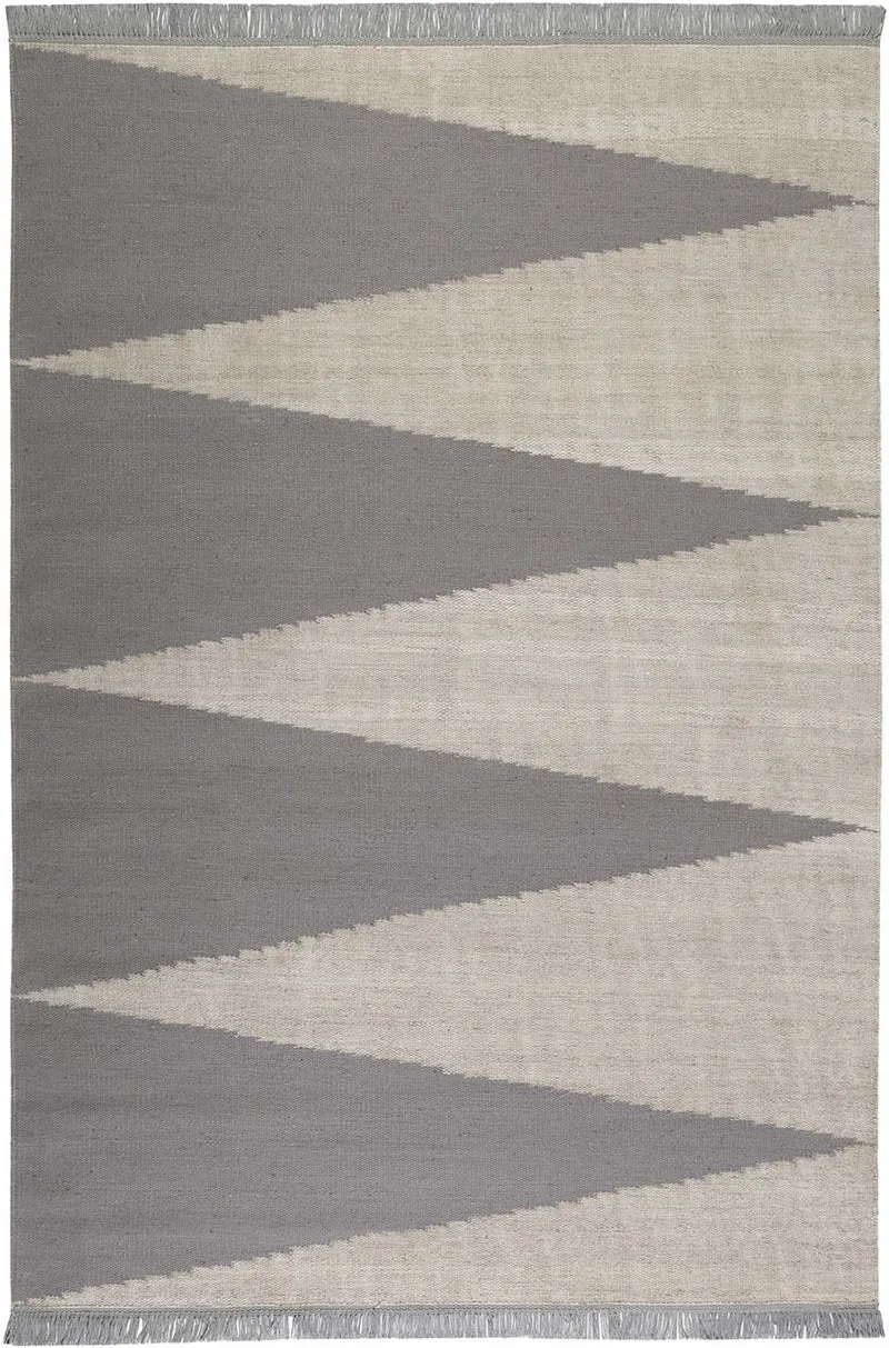 Kelim Teppich Grau Beige aus Naturfasern "Smart Triangle" WECONhome