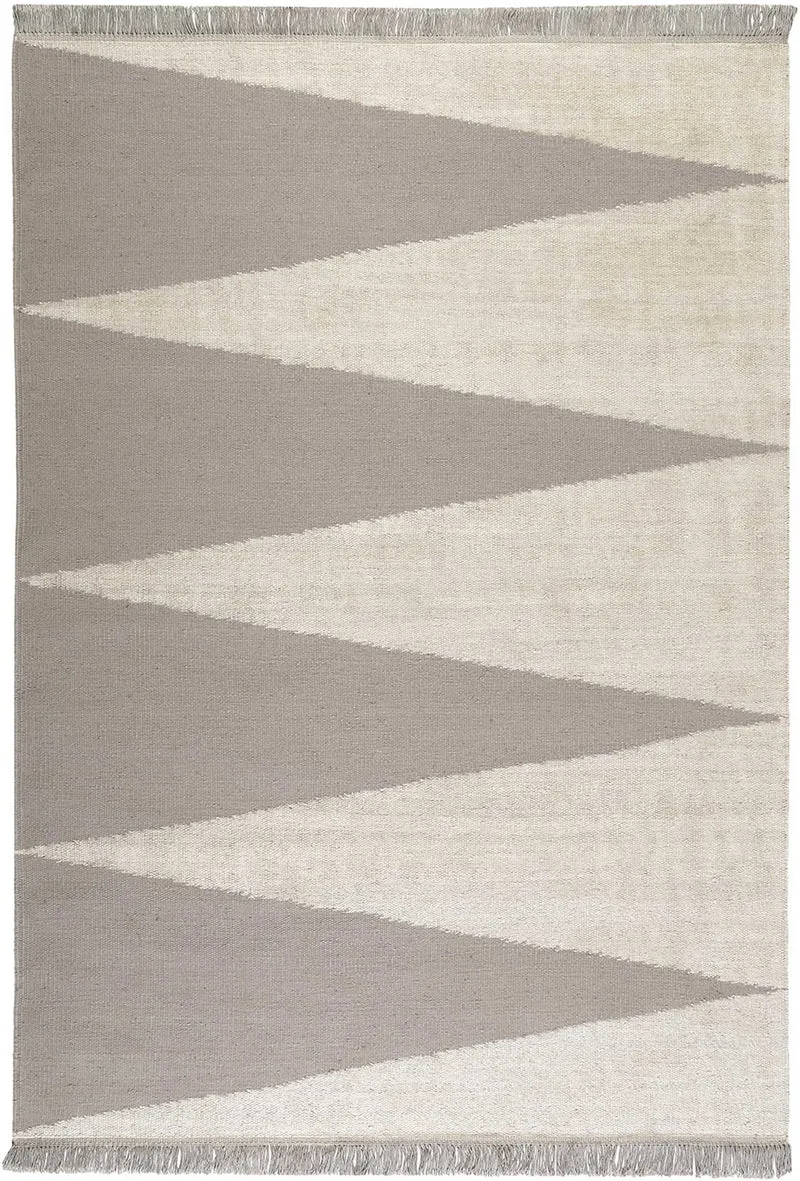 Kelim Teppich Taupe Beige aus Naturfasern "Smart Triangle" WECONhome