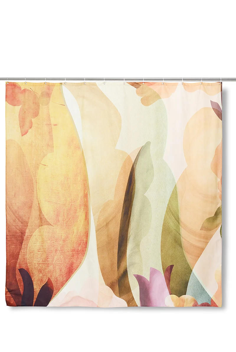 Artist Cotton Shower Curtain "Warmth in Shapes" by Karina Eibatova