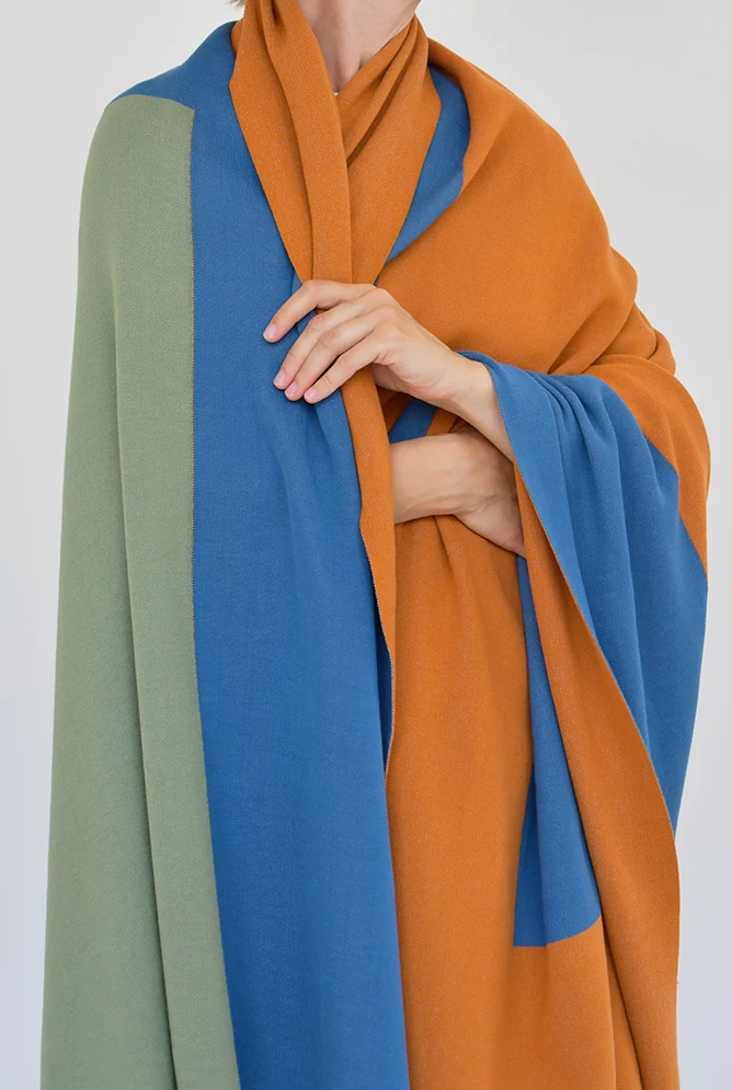Knit Cotton Blanket "Two Fold Navy Blue" by Michele Rondelli