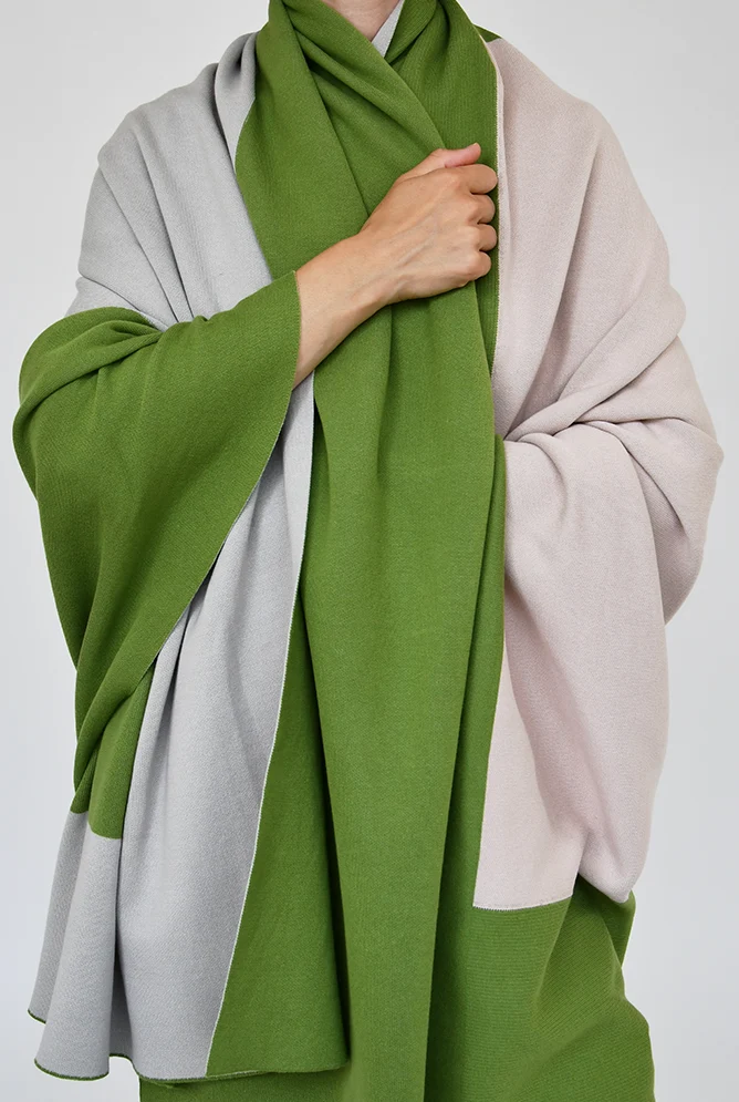 Knit Cotton Blanket "Two Fold Moss Green" by Michele Rondelli