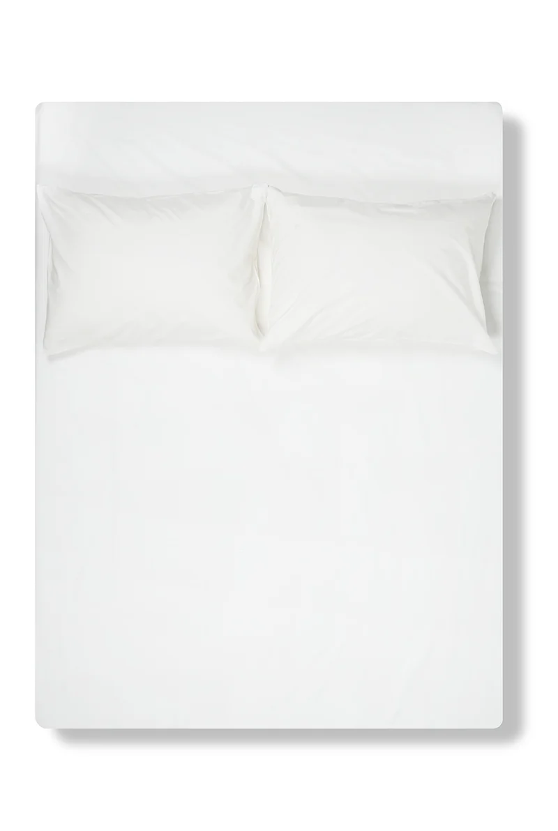Percale Cotton Summer Cuff Sheet – White / White