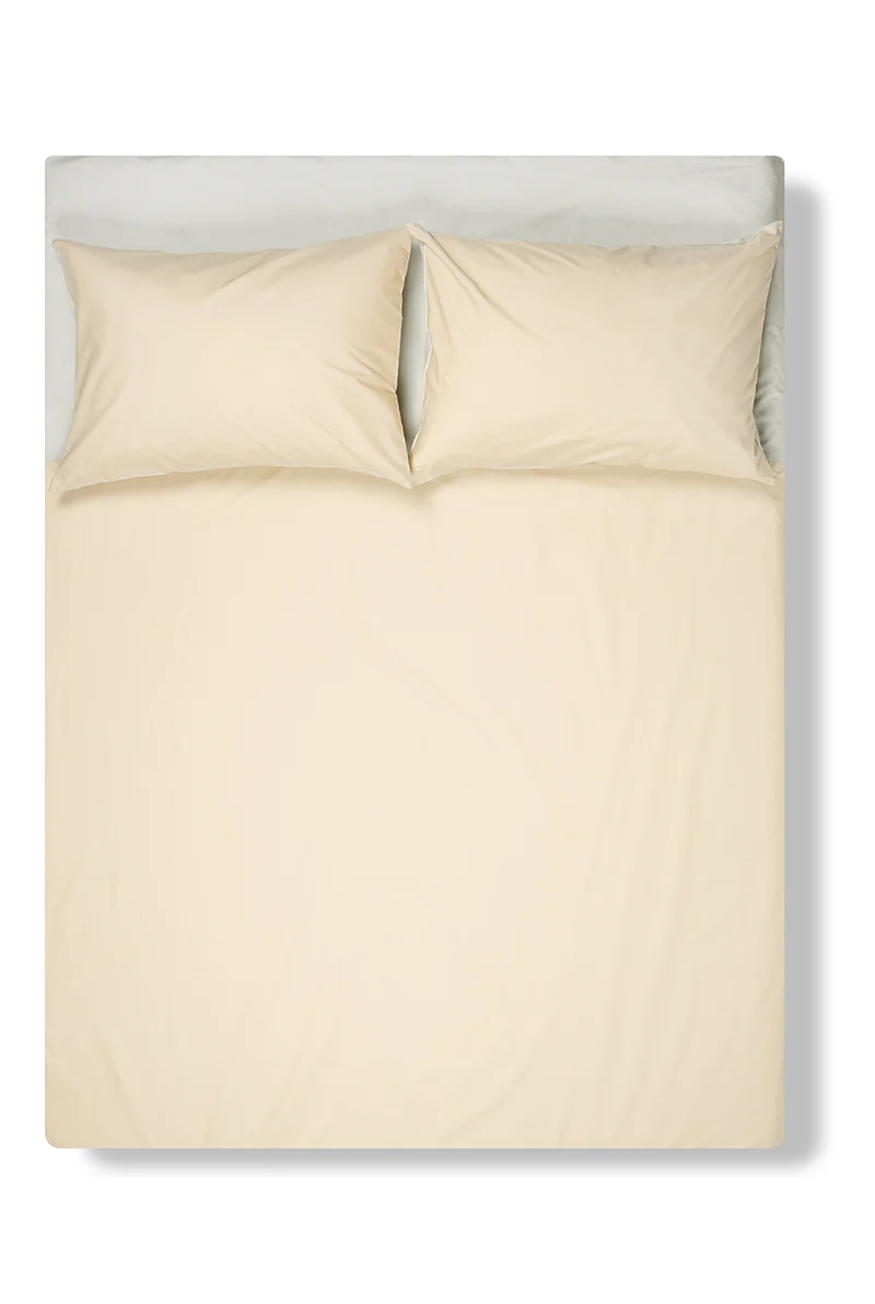 Percale Cotton Summer Cuff Sheet – Sand / Light Grey