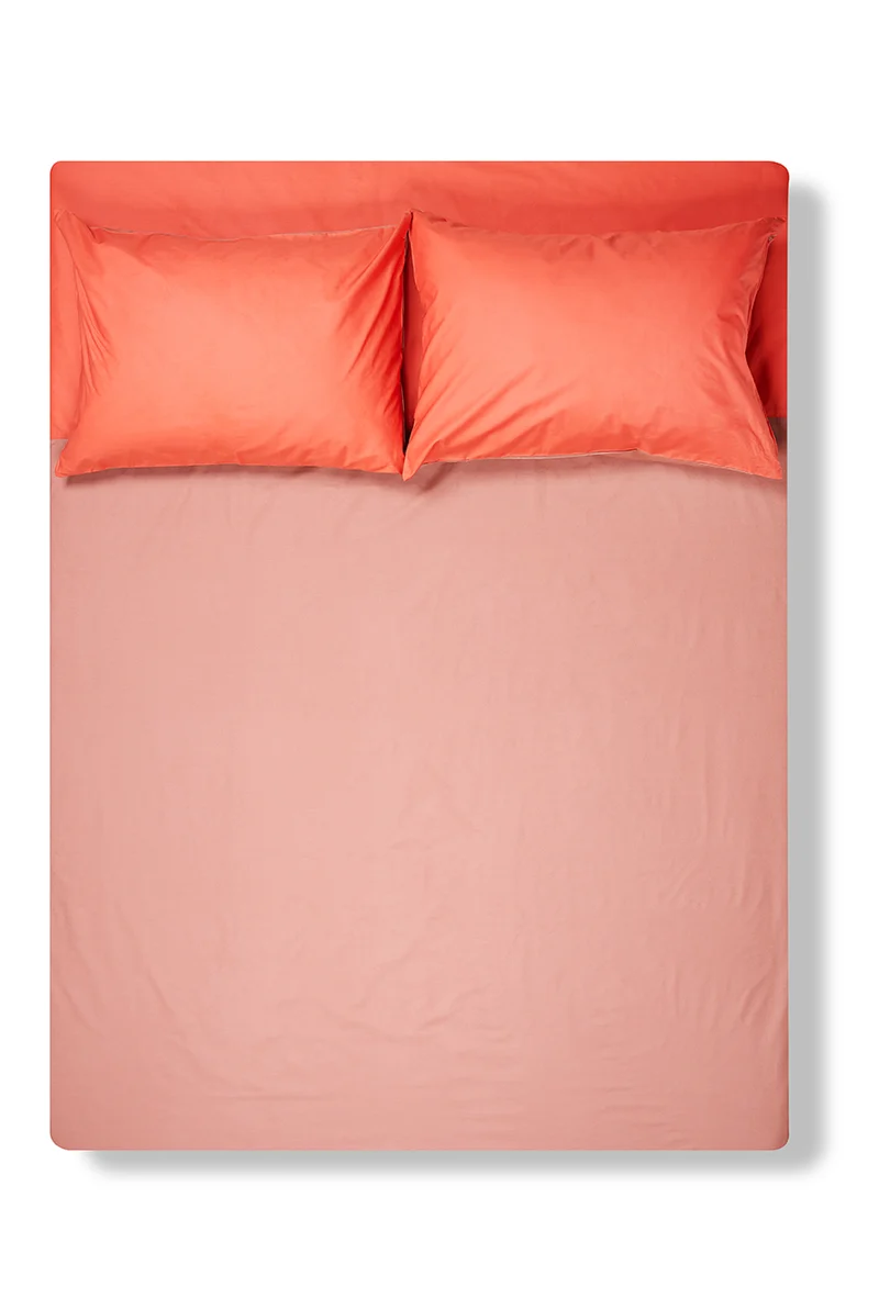 Percale Cotton Summer Cuff Sheet – Red Earth / Lobster