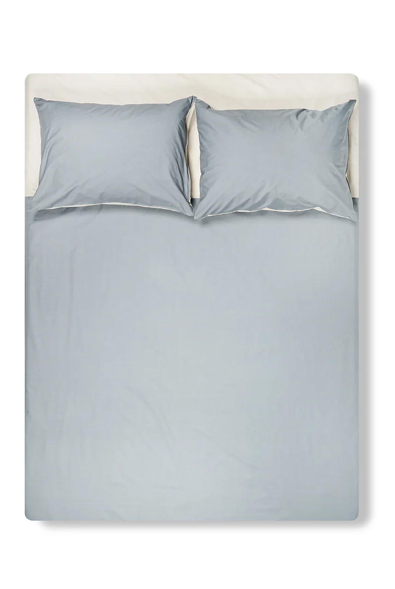 Percale Cotton Summer Cuff Sheet – Petrol / Midgrey