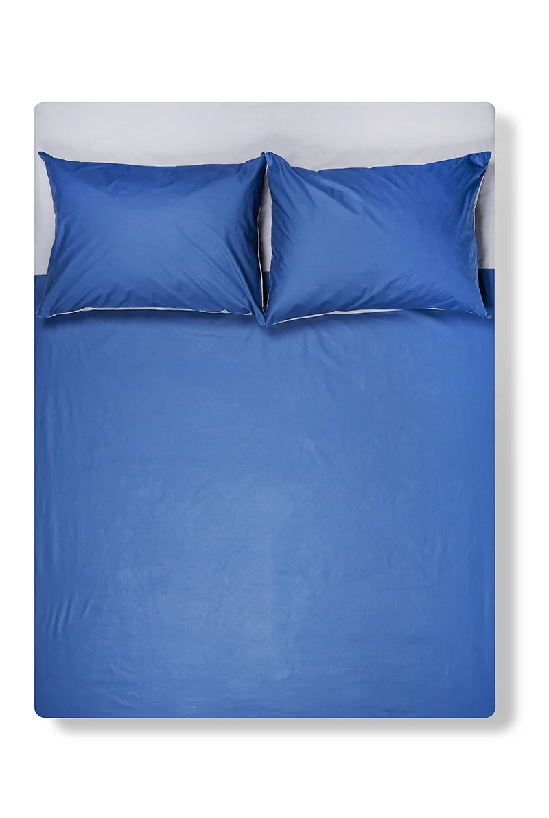 Percale Cotton Summer Cuff Sheet – Marine / Anthracite