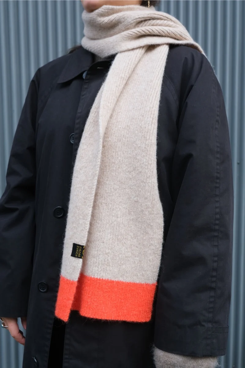Alpaca Wool Scarf "Trio Colore" - Cream Coral