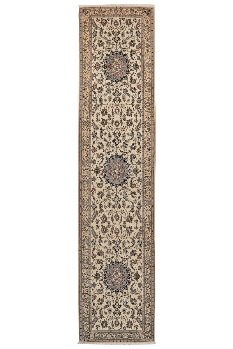 Nain 6La · Handgeknüpft – Beige, 373x86 cm
