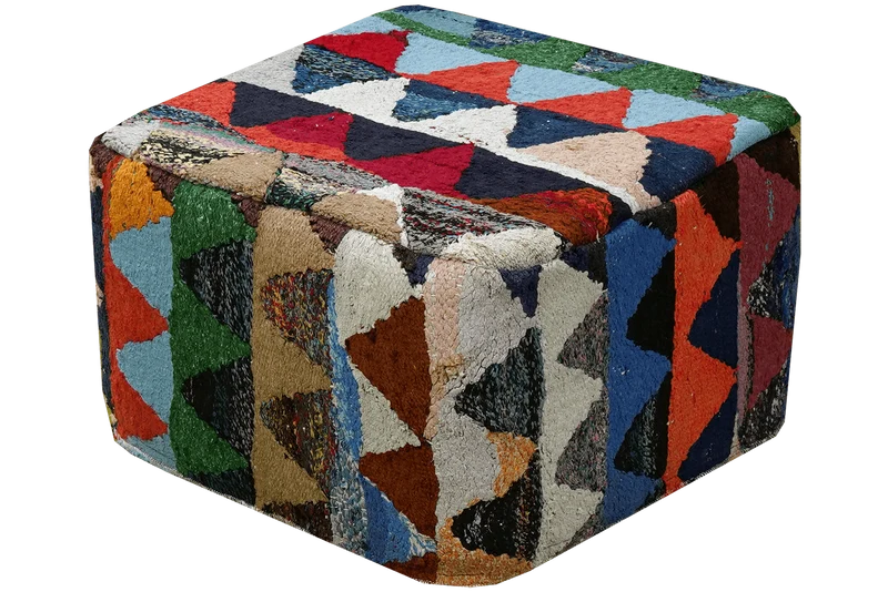 Kelim Pouf · Handgefertigt – Bunt, 55x55 cm