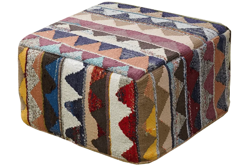 Kelim Pouf · Handgefertigt – Bunt, 65x65 cm