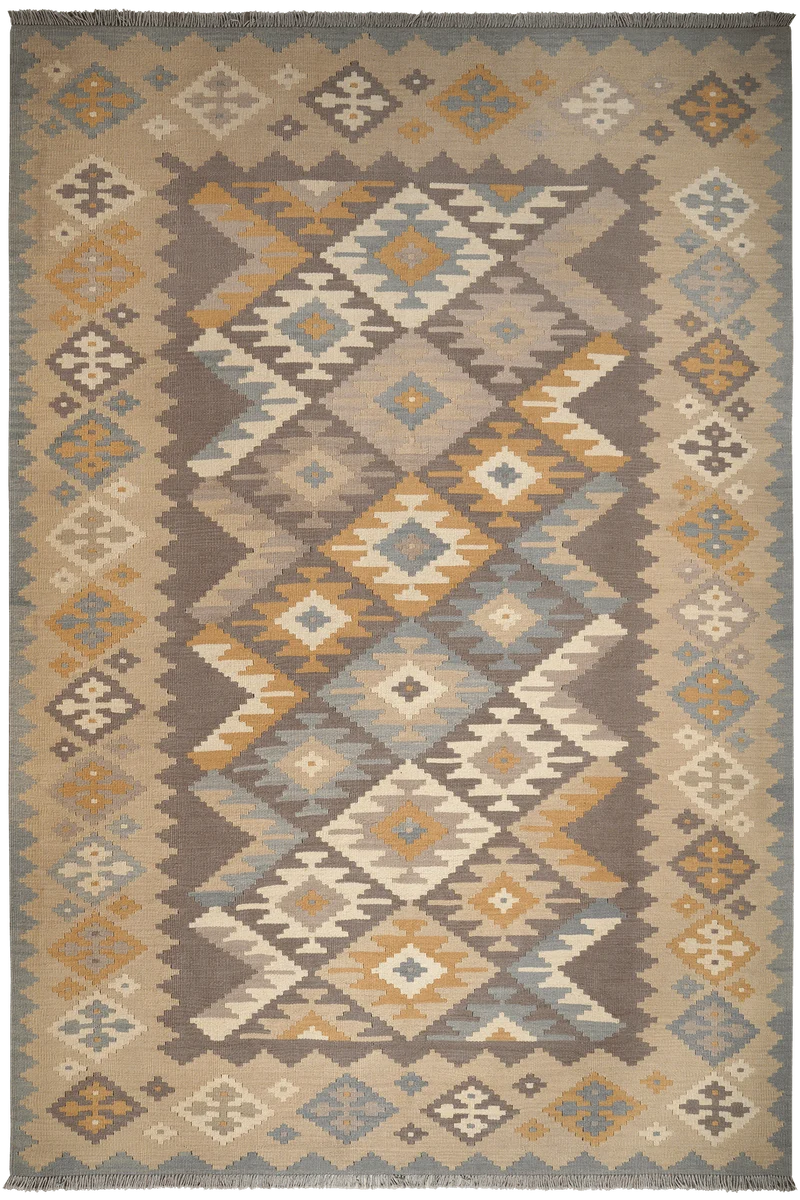Kelim Gashgai · Handgewebt – Grau, 297x202 cm