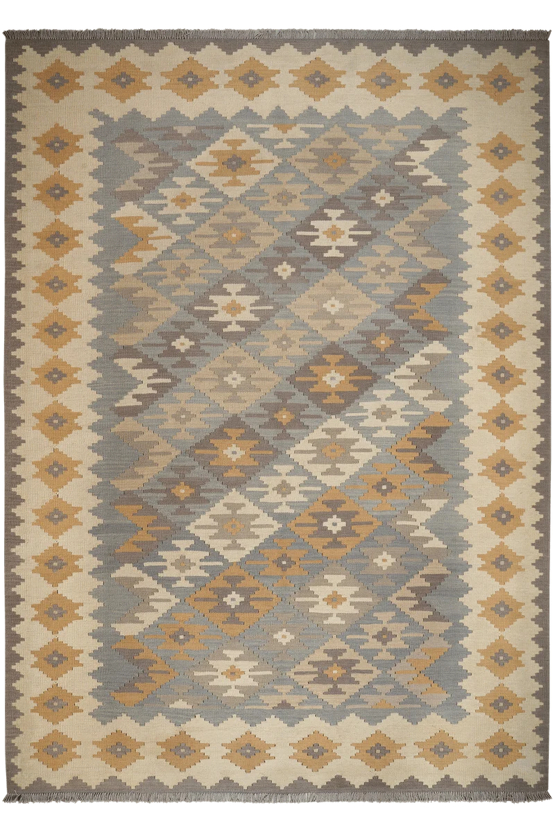Kelim Gashgai · Handgewebt – Grau, 283x204 cm