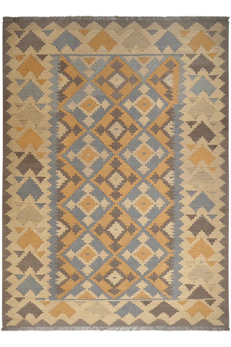 Kelim Gashgai · Handgewebt – Grau, 241x177 cm