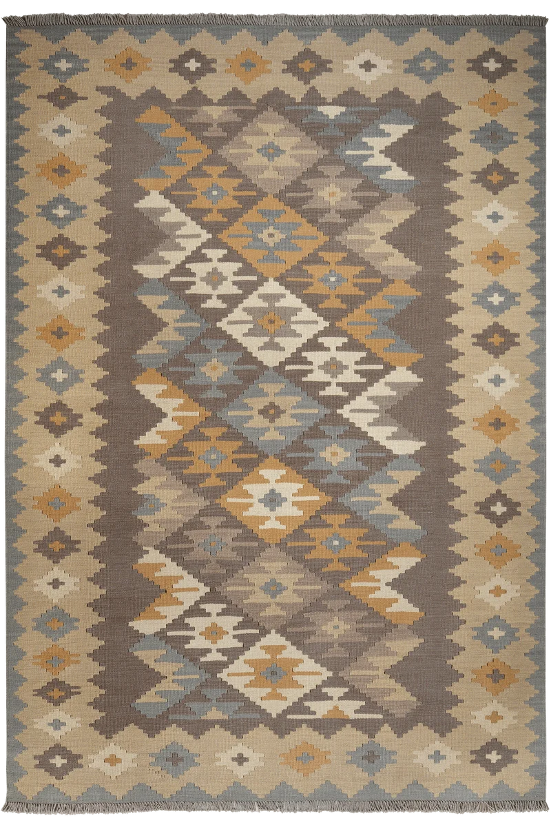 Kelim Gashgai · Handgewebt – Grau, 239x167 cm