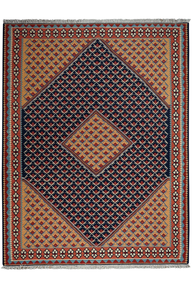 Kelim Senneh · Handgewebt – Blau, 200x154 cm