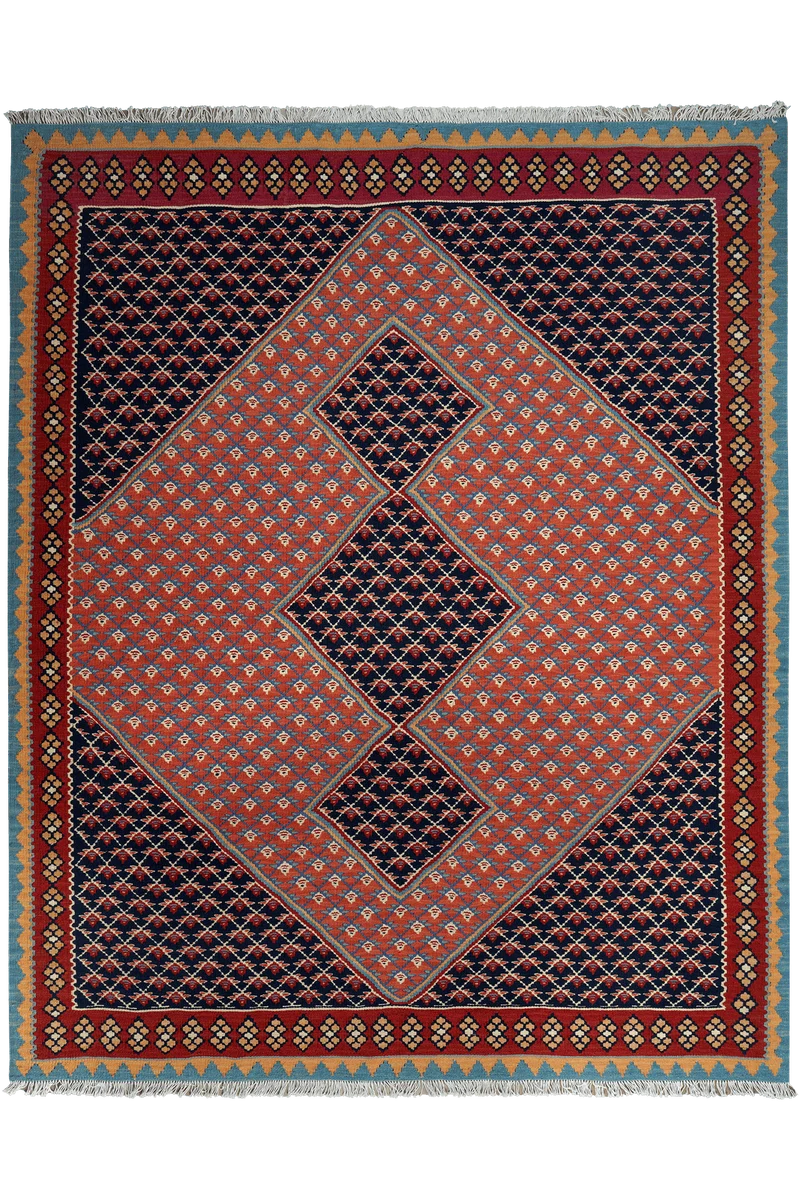 Kelim Senneh · Handgewebt – Rot, 200x163 cm