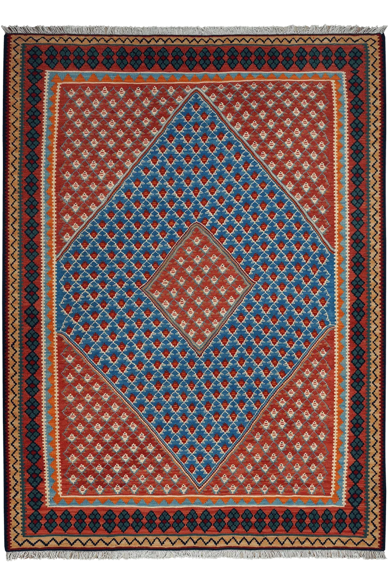 Kelim Senneh · Handgewebt – Blau, 208x154 cm