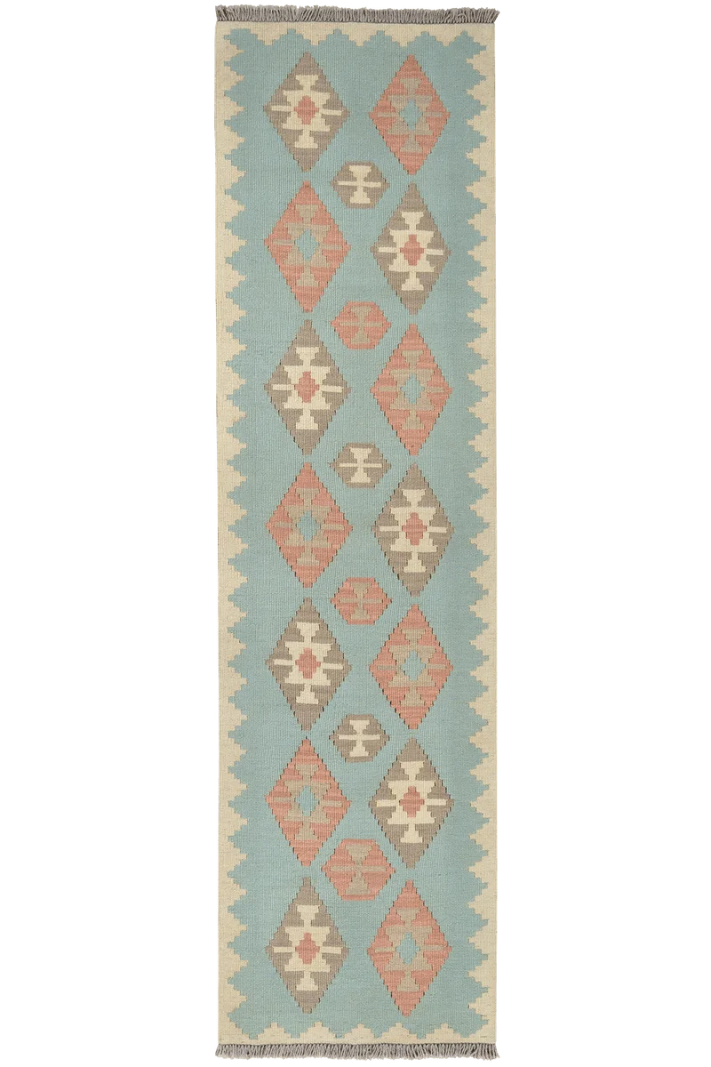 Kelim Gashgai · Handgewebt – Türkis, 199x54 cm
