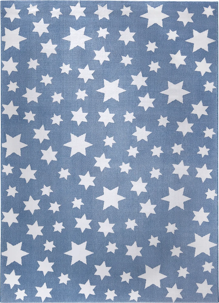 Weconhome Teppich 133x200 Blau Weiß Sterne