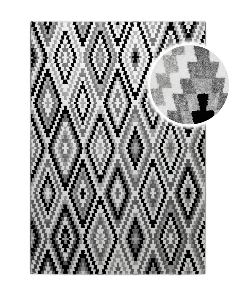 Weconhome Teppich 133x200 Schwarz Weiß Muster