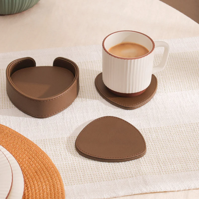 Saloon Drop Coasters, Set of 4 - Brown