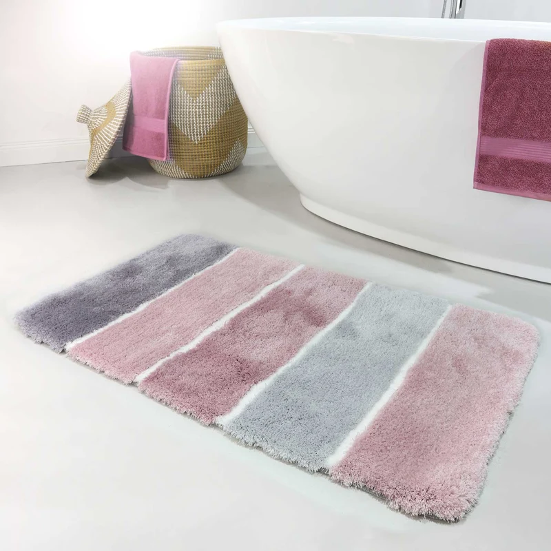 Badteppich Rosa Grau Silber "Rio Marina" Homie Living