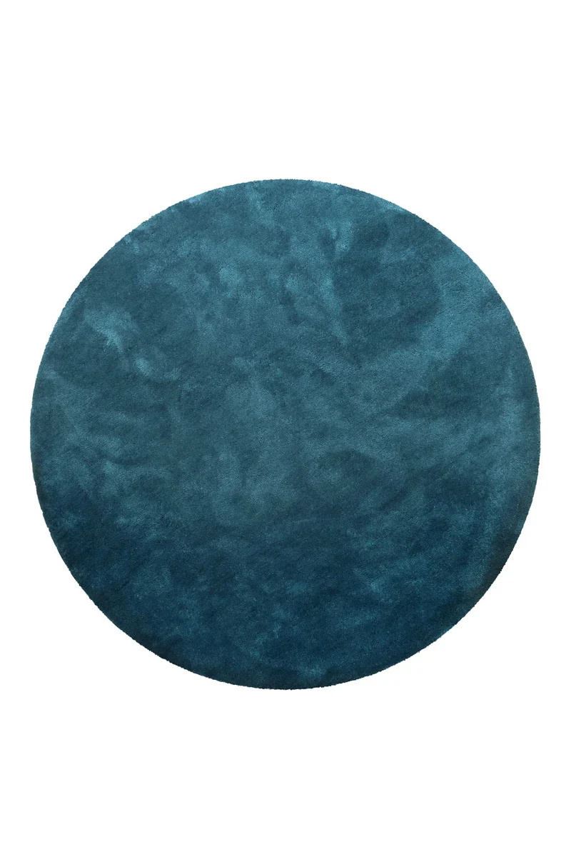 Teppich Rund Petrol Hochflor "Pisa" Homie Living