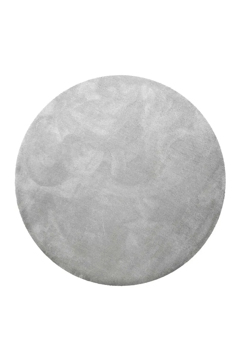 Teppich Rund Hellgrau Hochflor "Pisa" Homie Living