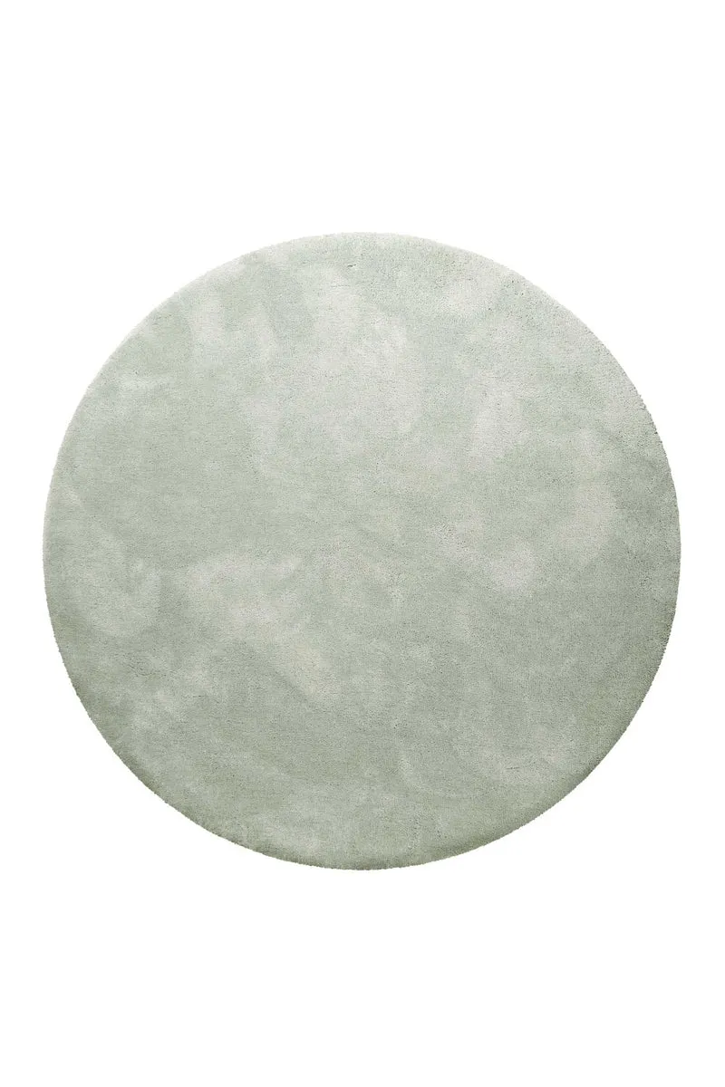 Teppich Rund Hellgrau Grün Hochflor "Pisa" Homie Living