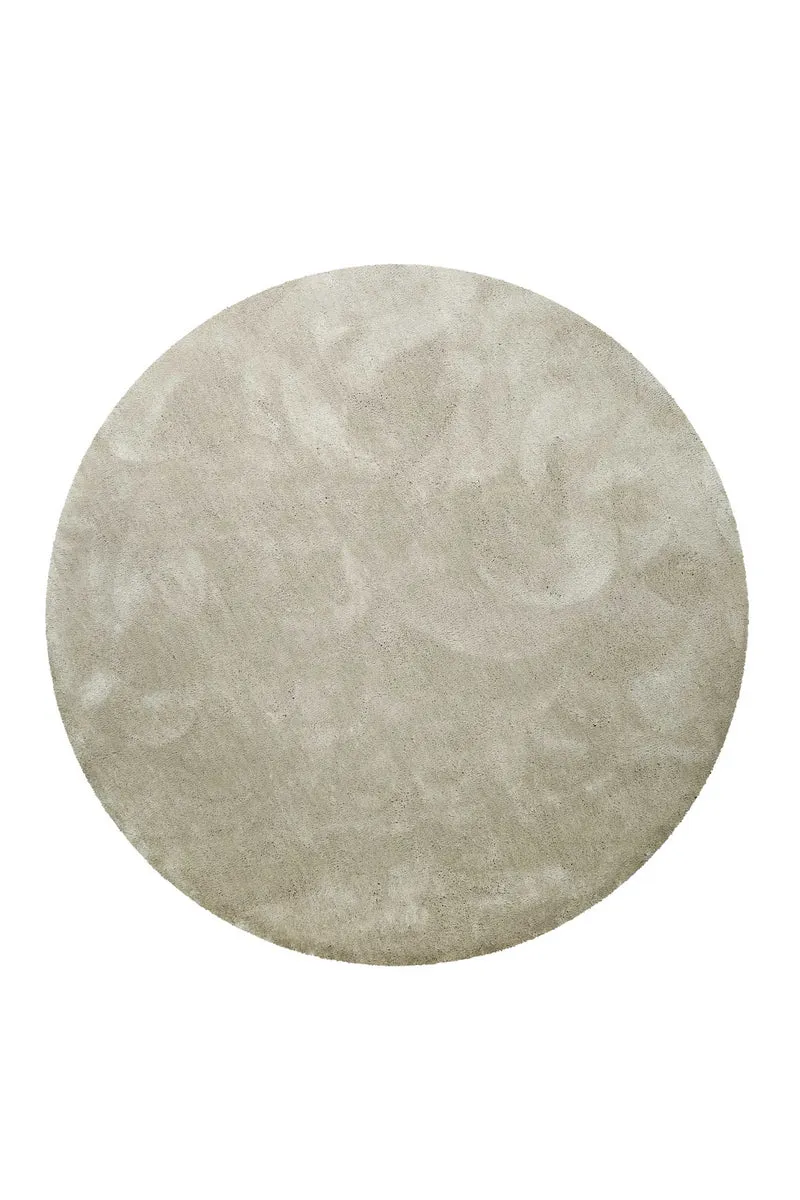 Teppich Rund Hellgrau Creme Hochflor "Pisa" Homie Living