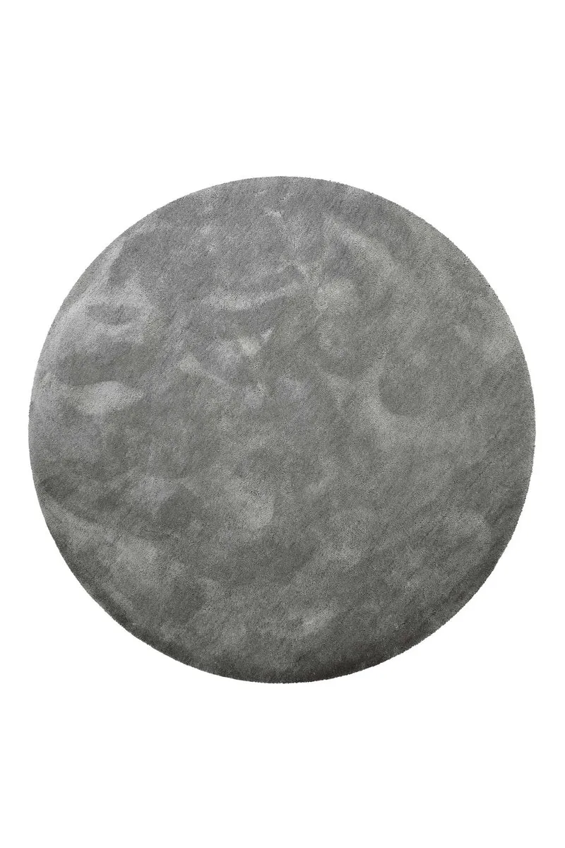 Teppich Rund Grau Hochflor "Pisa" Homie Living