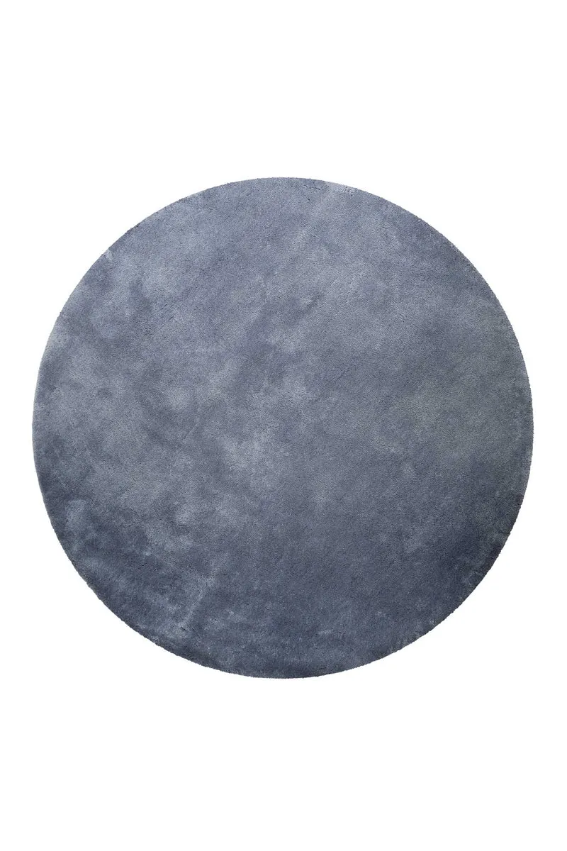 Teppich Rund Grau Blau Hochflor "Pisa" Homie Living