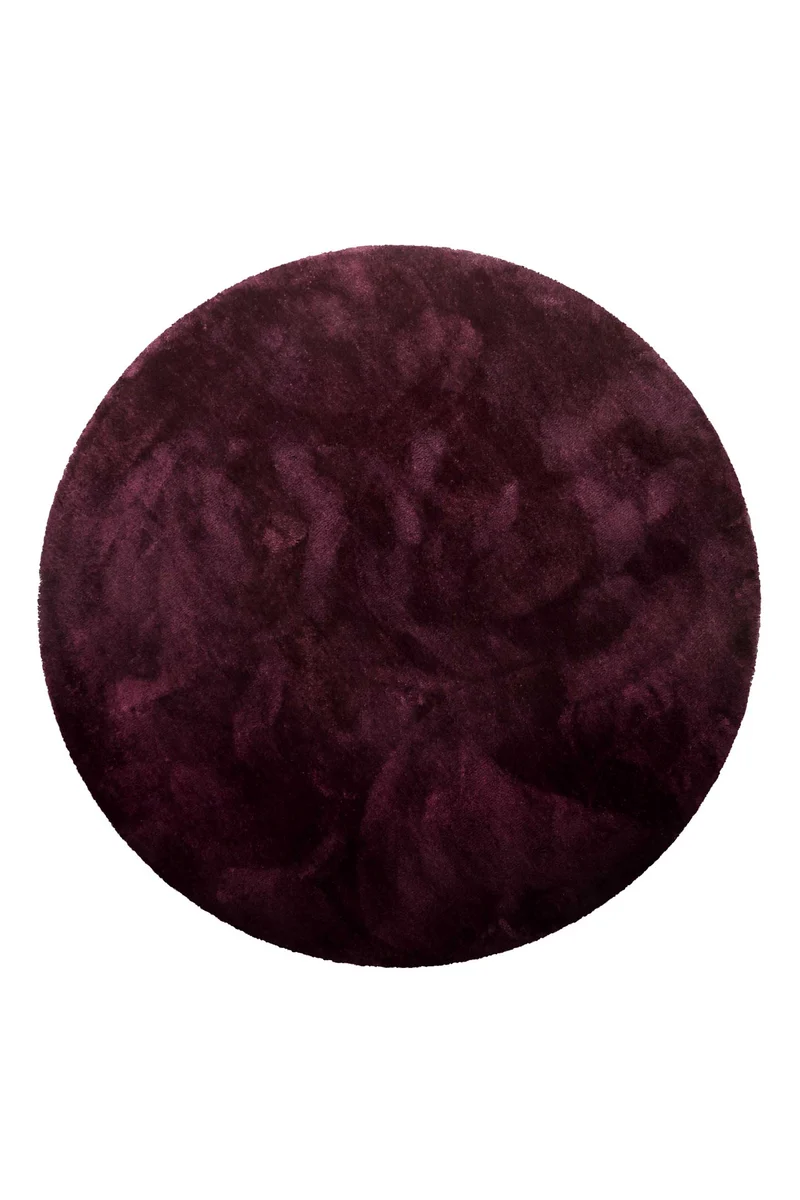 Teppich Rund Bordeaux Rot Hochflor "Pisa" Homie Living
