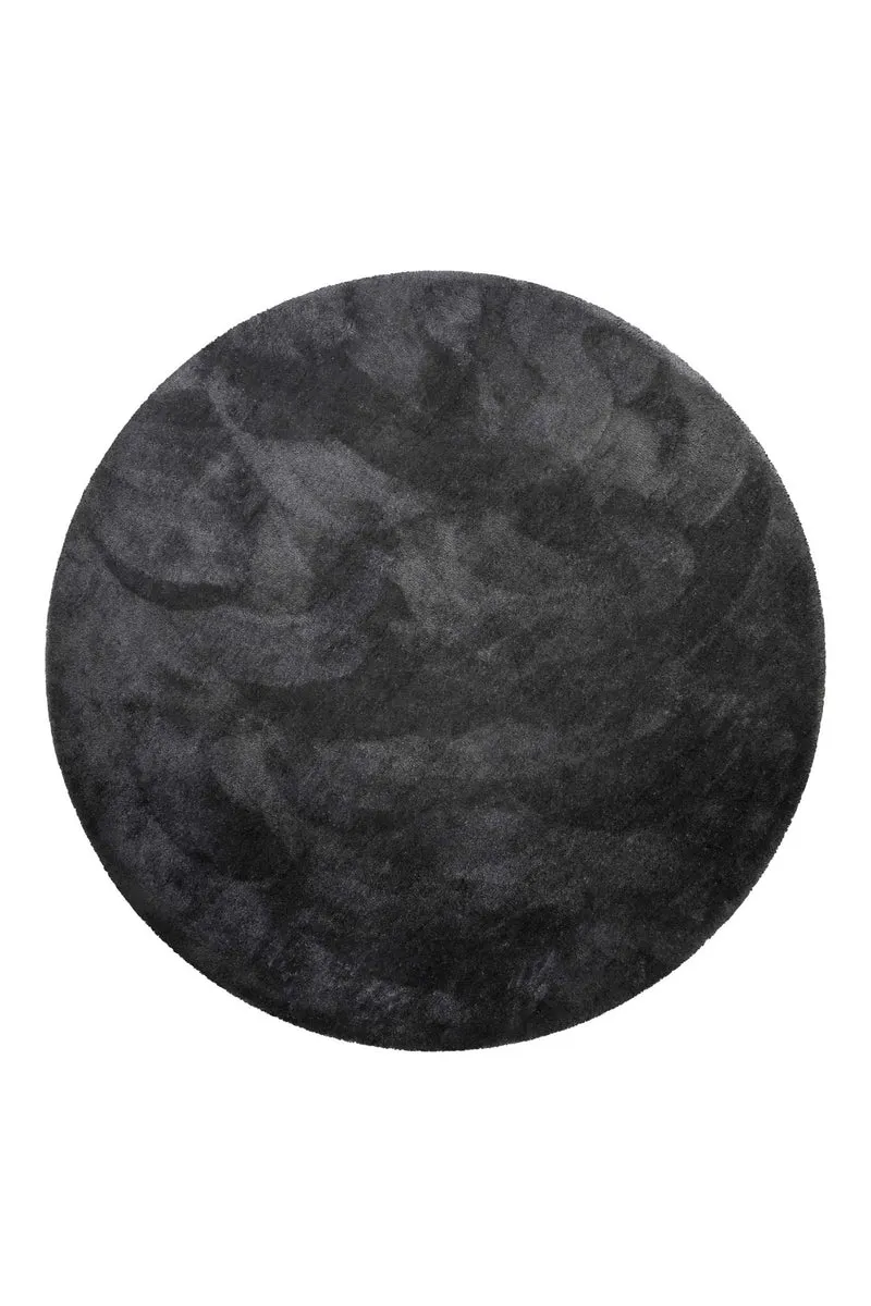 Teppich Rund Anthrazit Hochflor "Pisa" Homie Living