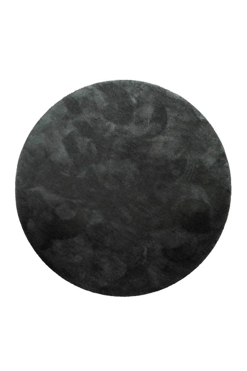 Teppich Rund Anthrazit Grün Hochflor "Pisa" Homie Living
